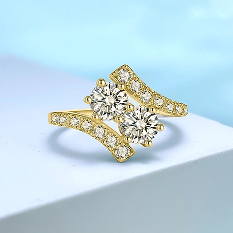 Anillo De Cobre De Moda Diseño Geométrico Bypass Incrustado Con Zirconia Forma De S Joyería Elegante Para Mujeres
