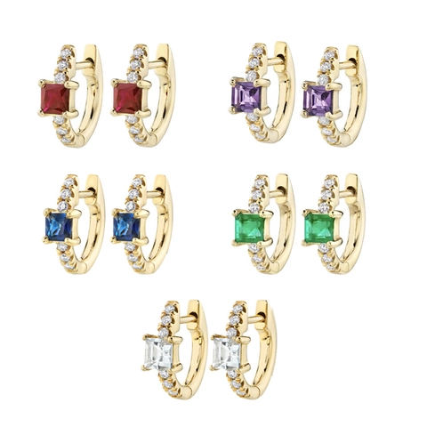 Orecchini A Cerchio Con Zirconi Quadrati Con Perno In Argento Sterling 925 Rame Gioielli Per Orecchie Geometrici Per Donna