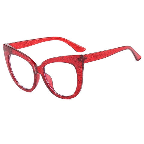 Women Fashion Cat Eye Eyeglasses Frames Anti Blue Light Blocking PC Clear Lens Glitter Vintage Retro Lightweight Eyewear