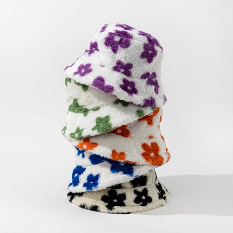 Cappello Da Pescatore In Pelliccia Sintetica Peluche Stampa Floreale Inverno Caldo Antivento Esterno Casual Per Donne E Ragazze