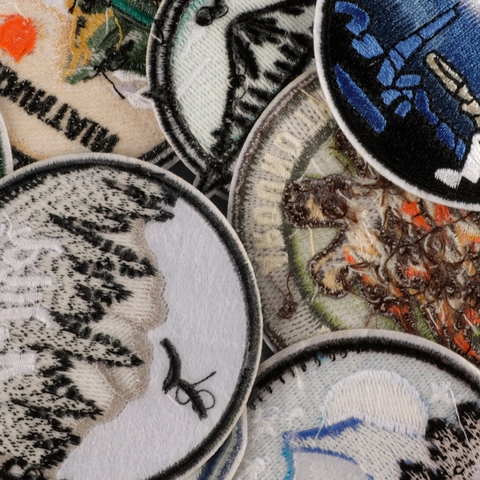 Outdoor Mountain Embroidery Patches Round Iron-on Badges For Clothing Bags Camping Adventure Nature Fabric DIY Cloth Stickers