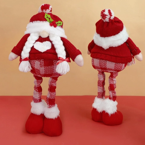 Christmas Gnome Plush Doll Knitted Heart Telescopic Snowman Reindeer Figurine Home Desktop Holiday Decoration