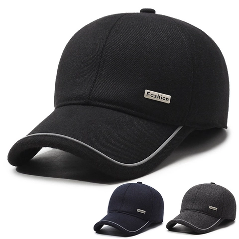 Herren Winter Baseballkappe Warm Fleece Gefüttert Mit Klappbaren Ohrenschützern Wollene Schirmmütze Verstellbar Reflektierend