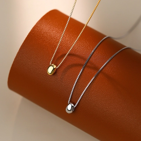 Love Bean Pendant Necklace 925 Sterling Silver Minimalist Geometric Small Ins Style Clavicle Chain Jewelry For Women