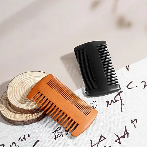 Natural Wood Beard Comb Dual Sided Fine Toothed Hair Lice Comb Anti Static Massage Grooming Tool For Men Women