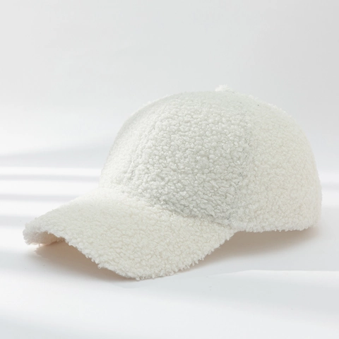 Women Winter Warm Lamb Fleece Baseball Cap Solid Color Retro Teddy Velvet Outdoor Sports Casual Adjustable Sun Hat For Unisex
