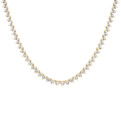 Luxury Heart Shaped Zirconia Inlaid Copper Necklace For Women 18K White Gold Plated Minimalist Ins Style Tennis Chain Jewelry