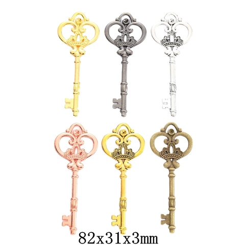 Pendentifs Clé Couronne Vintage Charms Creux En Alliage Pour Fabrication De Bijoux DIY Accessoires Rétro Galvanisés
