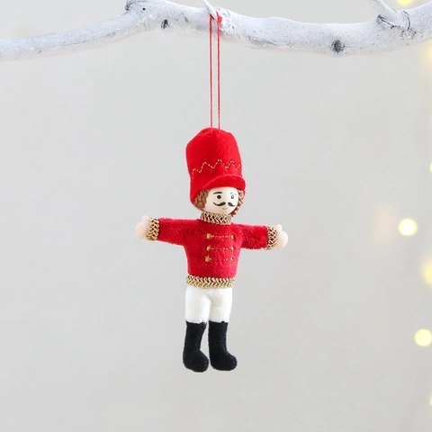 Ornements De Soldat Casse-Noisette De Noël En Tissu Velours Peluche Pendentifs Suspendus Décoration De Fête Maison Figurine Traditionnelle