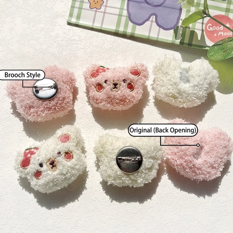 Broche En Peluche Ours Fruit Pêche Dessin Animé Épinglette Patch Poupée Rembourrée DIY Accessoires Vêtements Sac Décoratif