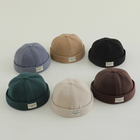 Gorro Miki Para Niños Gorra Sin Visera Pana Punto Color Sólido Retro Streetwear Niños Niñas Accesorio Casual