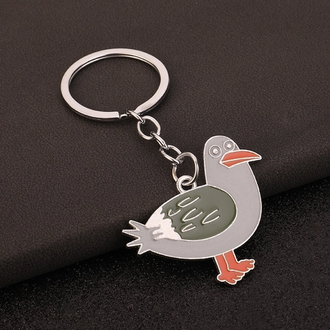 Llavero de Aleación de Zinc con Animales de Dibujos Animados Forma de Pato Paloma Barniz al Horno Llavero de Metal para Mochila Unisex
