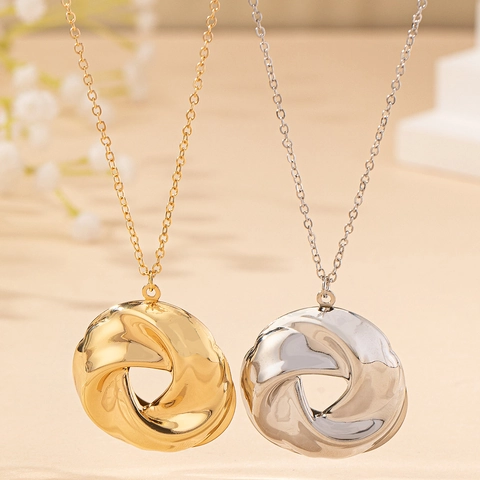 Collana Con Ciondolo A Cerchio Intrecciato In Lega Gioielli Di Moda Eleganti Geometrici Minimalisti Per Donna
