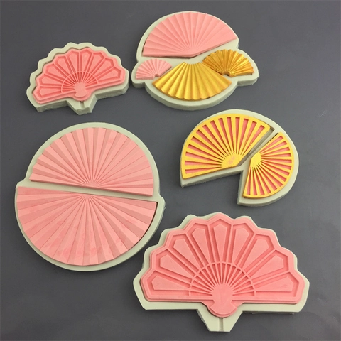 Stampo In Silicone A Ventaglio Pieghevole Stile Cinese Per Decorazione Torte Fondente Cioccolato Fai Da Te Resina Gesso Resistente Al Calore
