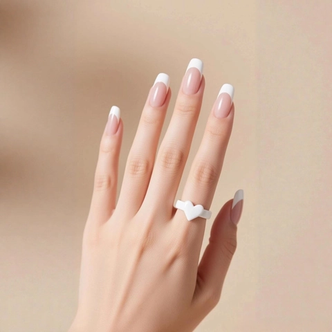 Unghie Finte French Tip Rosa Nude Punte Unghie Varie Forme Quadrato Ballerina Mandorla Materiale ABS Manicure Donne DIY
