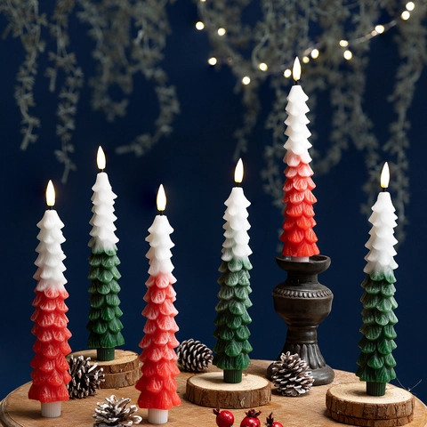 LED Christmas Tree Candles Paraffin Wax Plastic Remote Control Timer Flameless Flickering Holiday Home Decor