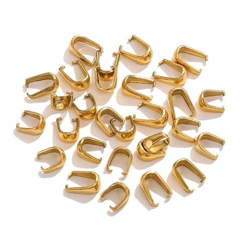 Gancio Per Ciondolo In Acciaio Inossidabile Spesso Lucido Placcato Oro Connettore Per Creazione Gioielli Fai Da Te Collana Accessorio