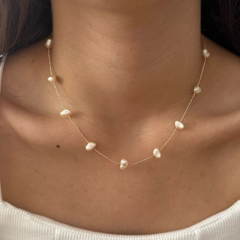Edelstahl Unregelmäßige Acrylperlen Halskette Für Damen Minimalistische Goldkette Schlüsselbein Schmuck Hypoallergen