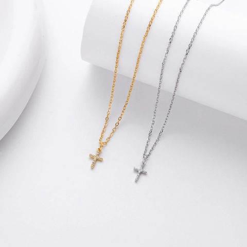 925 Sterling Silber Kreuz Kette Mit Zirkonia Zierlicher Religiöser Anhänger Minimalistischer Schmuck Für Damen
