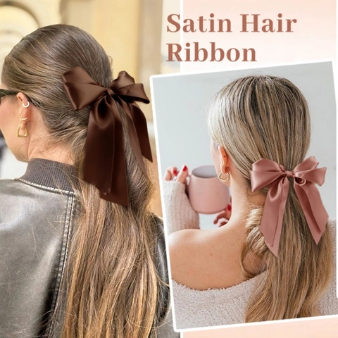 Satin Ribbon Bow Hair Ties With Long Streamers Elegant Sweet Satin Feel Scrunchies Ponytail Holder For Women Girls