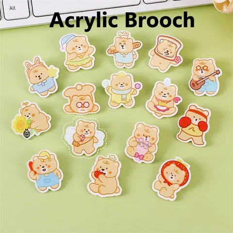 Simpatiche Spille Orso Cartone Animato Pin Distintivo Acrilico Kawaii Animale Decorazione Vestiti Zaino Per Bambini E Donne