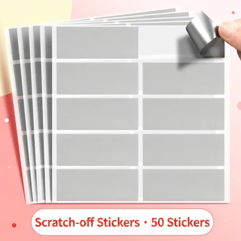 Autocollants À Gratter Rectangles Argentés Étiquettes Auto Adhésives Revêtement Pour Cartes De Récompense DIY