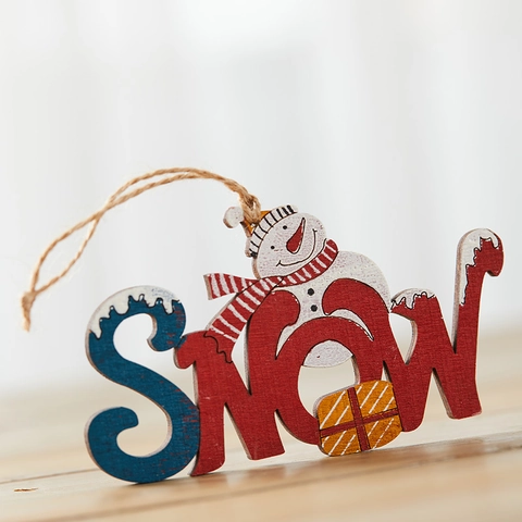 Targa Con Lettere In Legno Di Natale Ornamento Sospeso Motivo Pupazzo Di Neve Decorazione Festiva Per Albero