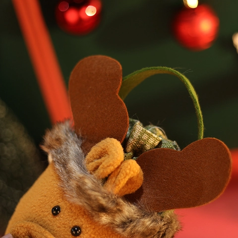 Sacchetti Regalo Di Natale Peluche Lino 3D Babbo Natale Pupazzo Di Neve Renna Custodia Con Coulisse Borse Per Caramelle