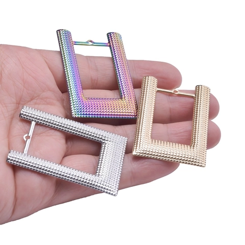 Edelstahl Geometrische Quadratische Anhänger Halskette Wellenstruktur Vakuum Galvanik Minimalistischer Schmuck Für Damen