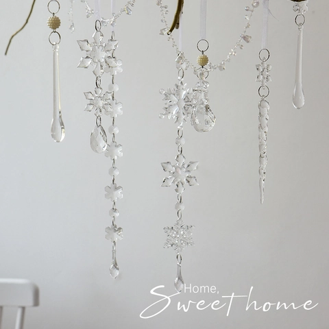 Adorno Colgante de Copo de Nieve de Navidad de Acrílico Colgante de Carámbano de Cristal para Decoración Árbol de Navidad Fiesta
