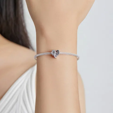 925 Sterling Silver Heart Infinity MOM Charm Bead With Zirconia Birthstone For DIY Bracelet Women Jewelry Mother's Day Gift