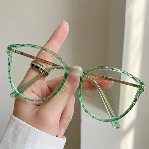 Blaulichtfilter Brille Retro Katzenauge PC Rahmen Metall Federscharniere Geometrische Textur Mode Brillen Für Damen