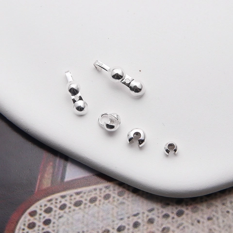 925 Sterling Silver Crimp Bead Covers Clamshell Bead Tips For DIY Jewelry Making Findings High Polished