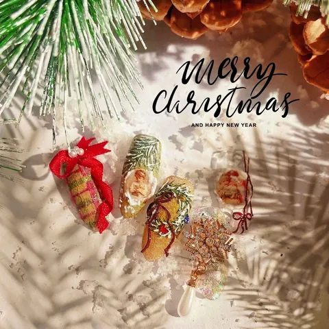 Nagelkunst Stickers Vintage Kerst Retro Engel Patroon Handgeschilderde Decoratie Manicure Voor DIY Nagelontwerp Elegant