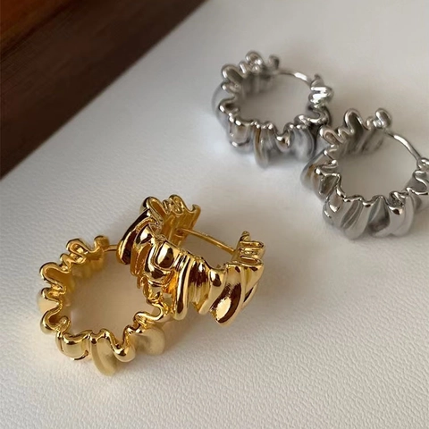 Kupfer Hoop Ohrringe Mit Kupfer Earring Post Unregelmäßige Wellentextur Lava Stil Minimalistischer Schmuck Für Frauen Täglicher Gebrauch