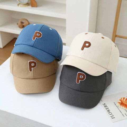 Cappellino Da Baseball Bambini Twill Di Cotone Ricamo Lettera P Cappello Sole Traspirante Regolabile Casual Per Bambini Piccoli E Ragazze