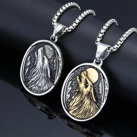 Collana Con Pendente Testa Di Lupo Acciaio Inossidabile Vichingo Retro Rilievo Punk Gotico Gioielli Per Uomini Ragazzi