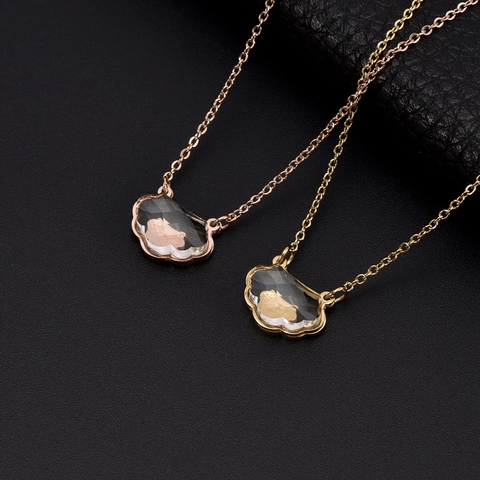 Ruyi Lock Wolke Anhänger Halskette Titanstahl Kristall Eingelegt Modeschmuck Für Damen Elegant Geschenk Roségold