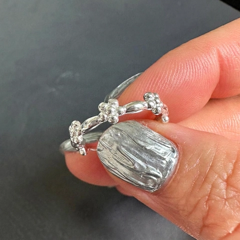 Anello Aperto In Argento Sterling 925 Con Fiore Minimalista Regolabile Fascia Floreale Gioielli Di Moda Regalo Per Donna