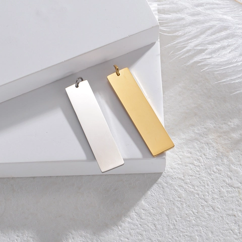 Rechthoekige Staafhanger Roestvrij Staal Gepolijst Blanco Tag DIY Sieraden Component Minimalistisch Unisex Modeaccessoire