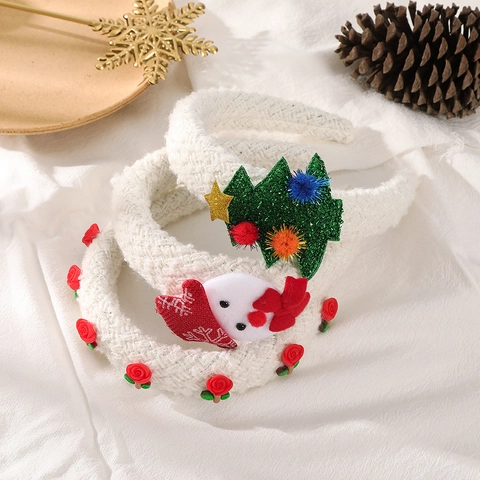 Cerchietto Per Capelli Di Natale Bianco Peluche Maglia Babbo Natale Pupazzo Di Neve Albero Accessori Capelli Fatto A Mano