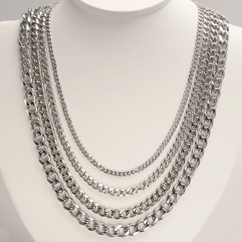 Cuban Link Chain Necklace Stainless Steel Polished Hip Hop Punk Fashion Jewelry For Men Women
