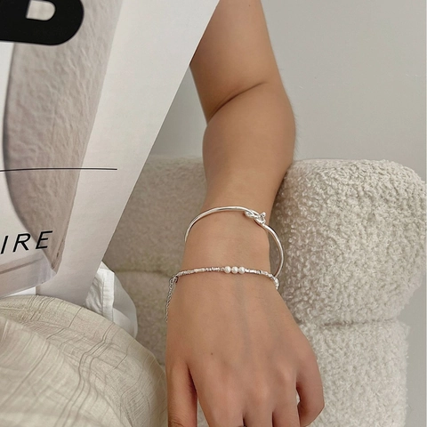 Bracciale In Argento Sterling 925 Con Künstliche Perle Per Donna Catena Geometrica Minimalista Gioielli Eleganti Regolabile