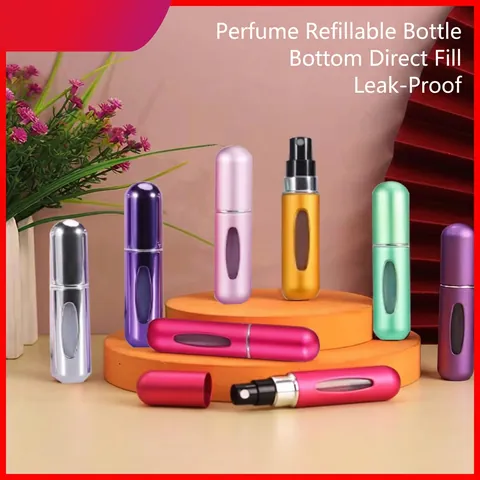 Atomizzatore Di Profumo Portatile Bottiglia Ricaricabile Dal Basso Alluminio Mini Spruzzatore Con Finestra Per Viaggio