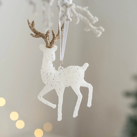 Weihnachts Rentier Hängeornament Glitzer PVC Springender Hirsch Festliche Baumdekoration Elegante Feiertags Hausdekoration Funkelnd