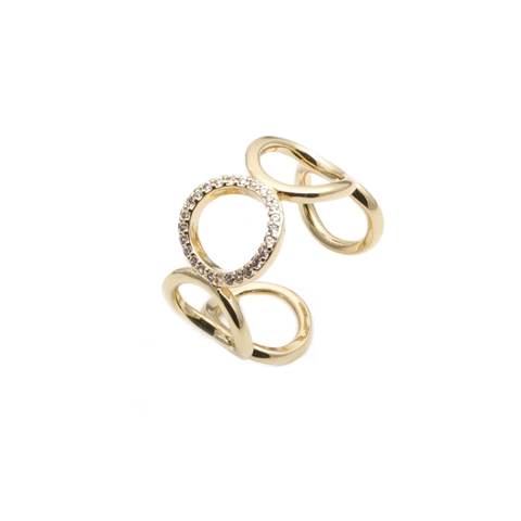 Geometrischer Ineinandergreifender Kreise Zirkon Kupfer Verstellbarer Ring Unendlichkeitssymbol Modeschmuck Damen