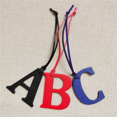 Echtleder Buchstaben Taschenanhänger Alphabet Bunter Handtaschenanhänger Dekoration Damen Accessoires