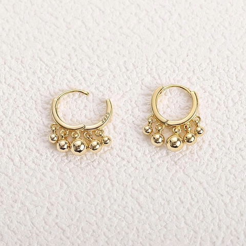 925 Sterling Silver Hoop Earrings For Women Gold Silver Plated Tassel Metal Beads Dangle Earrings Vintage Fashion Jewelry