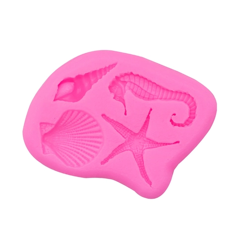 Seahorse Starfish Shell Conch Silicone Mold For Fondant Cake Decoration Chocolate Soap Clay Resin Crafting DIY Baking Tool