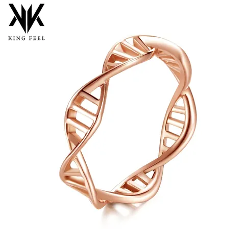 Anillo Doble Hélice ADN Acero Inoxidable Pulido Geométrico Ciencia Joyería Moda Accesorio Mujer
